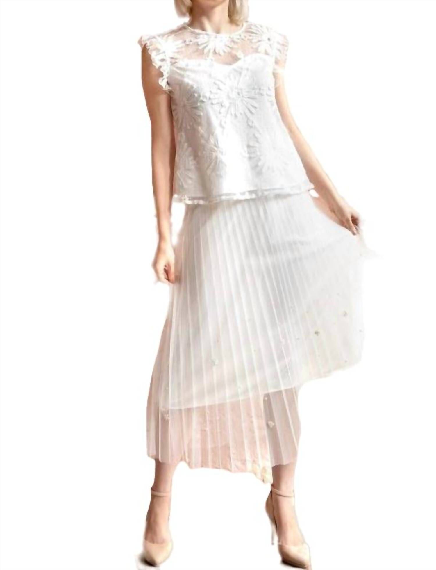 LILA PEARL TULLE SKIRT IN IVORY, Ivory / White, alternate image number 2