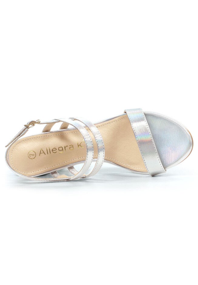 Slingback Block Heel Ankle Strap Sandal, Silver / Silver, alternate image number 3