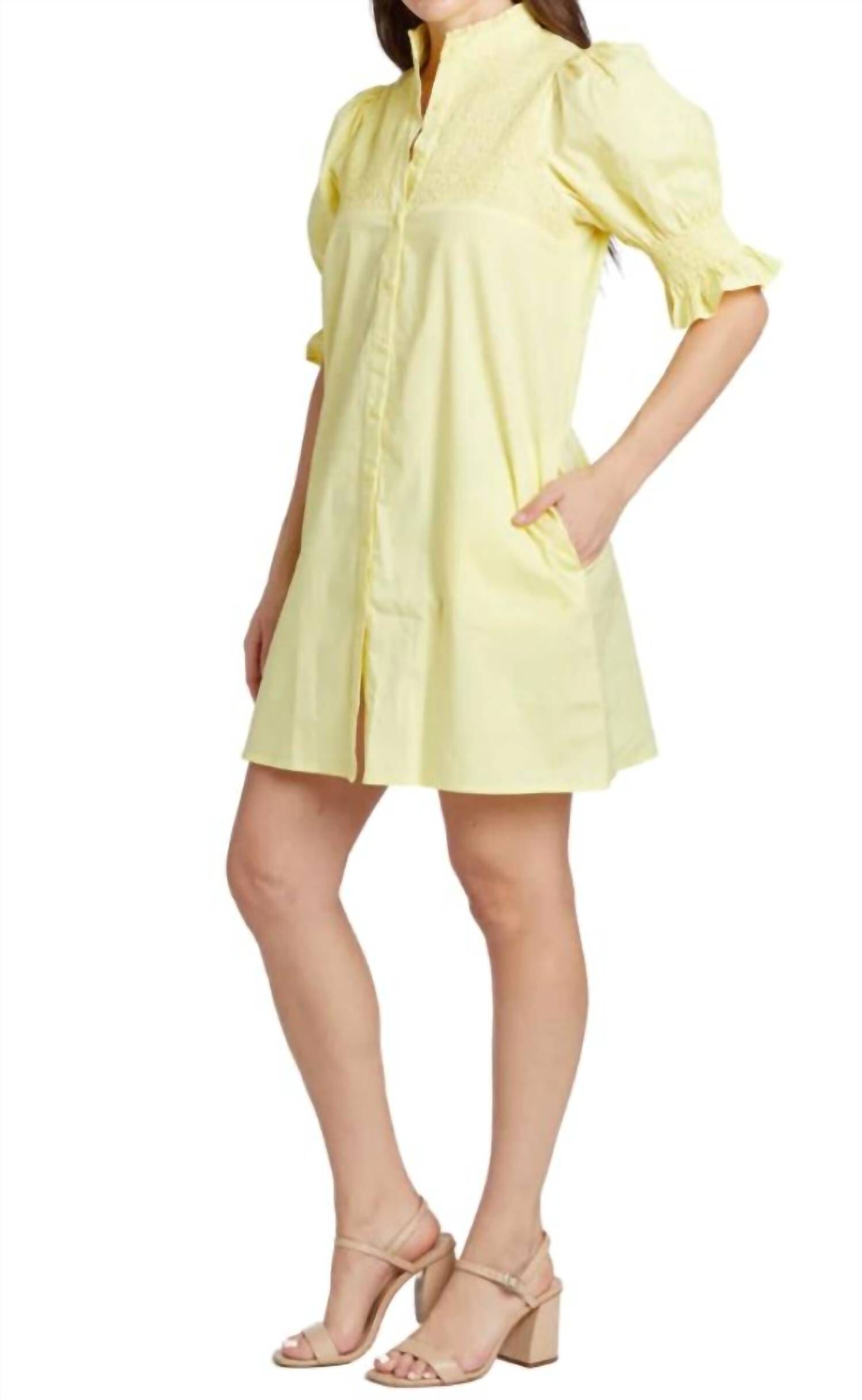 AUBREY DRESS IN YELLOW, Yellow / Yellow, hi-res image number 0