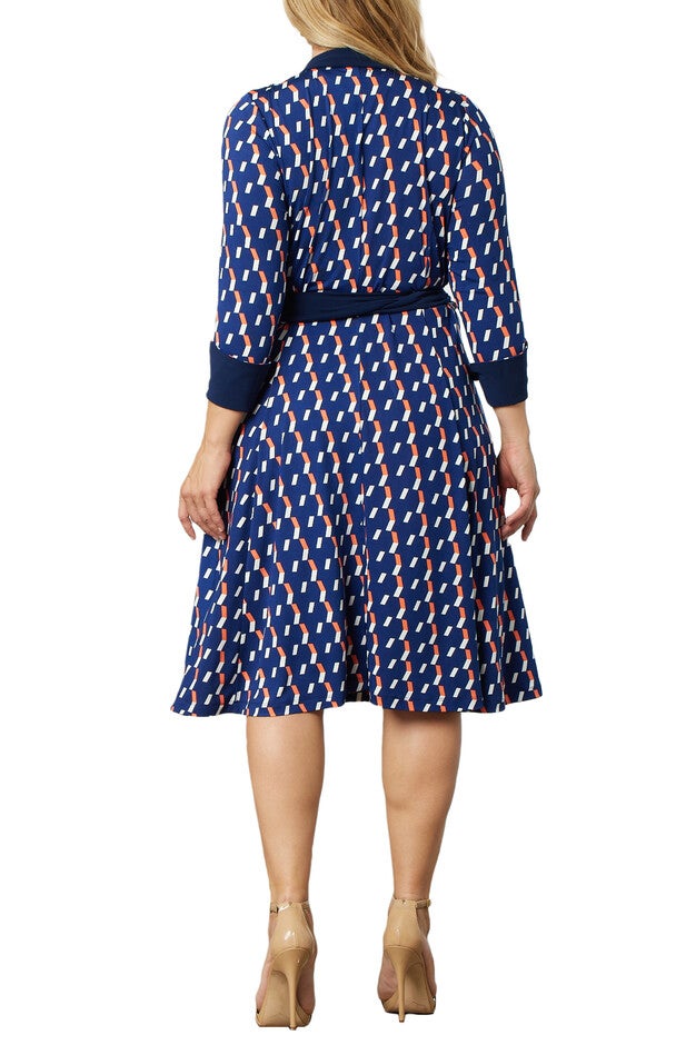 Sophisticate Wrap Dress - Navy Geo Print, NAVY GEO PRINT / Navy, alternate image number 2