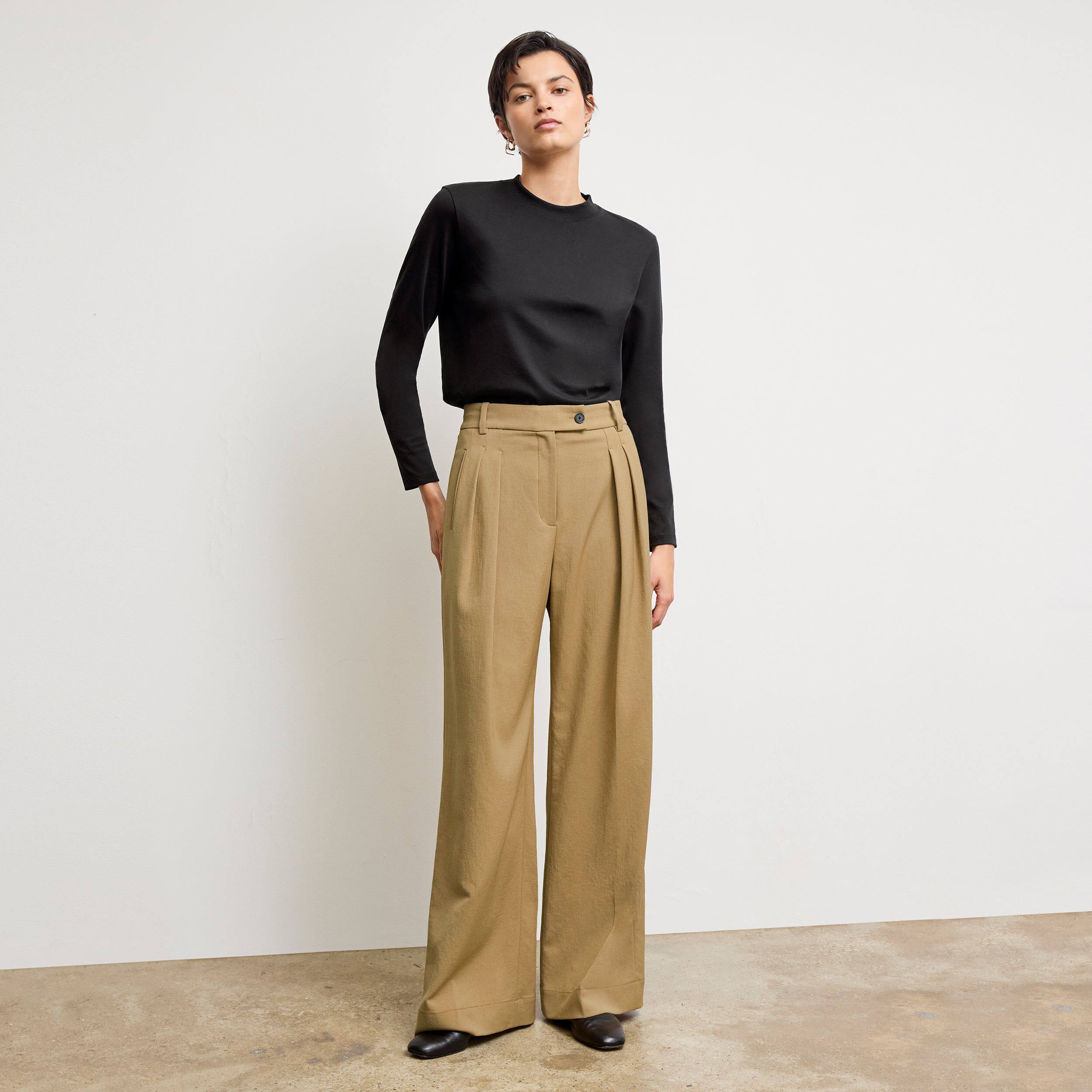 Raquel Long-Sleeve Tee - Organic Pima Cotton, Black / Black, alternate image number 1