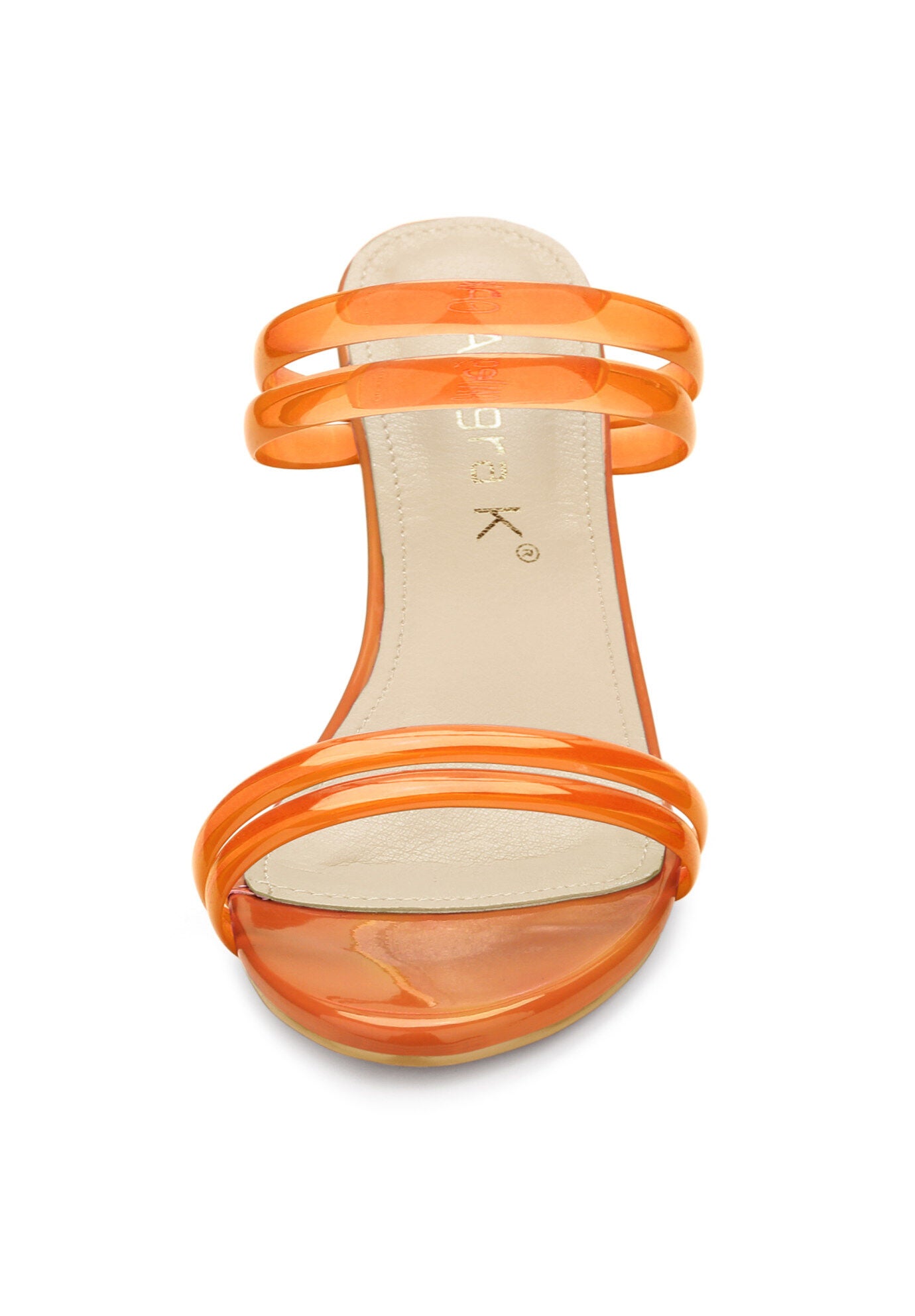 Strappy Slides Mules Block High Heel Sandal, Orange / Orange, alternate image number 1