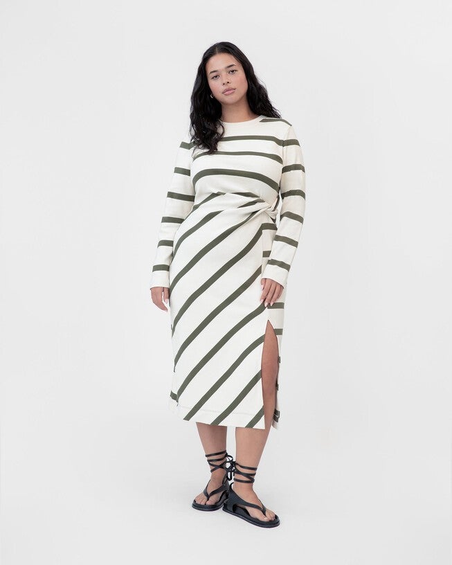 Cody Dress, CreamFern Wide Stripe / Cream, hi-res image number null