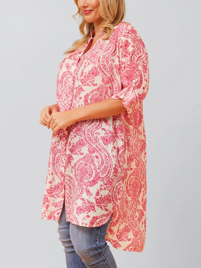 Cezanne Tunic Shirt Dress Semi-Sheer Paisley Print, , alternate image number 7