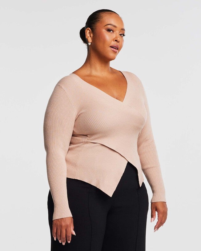 Wrap It Up Long Sleeve Knit Top, Latte / Beige, alternate image number 3