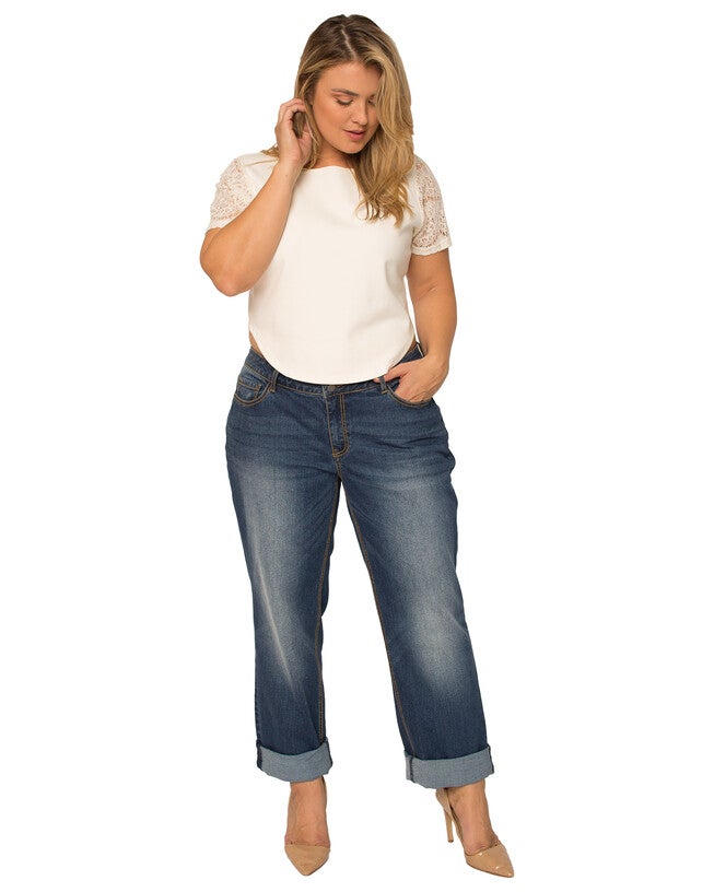 Plus Size Dallas Women's Roll-Up Hem Boyfriend Jeans, , alternate image number 8