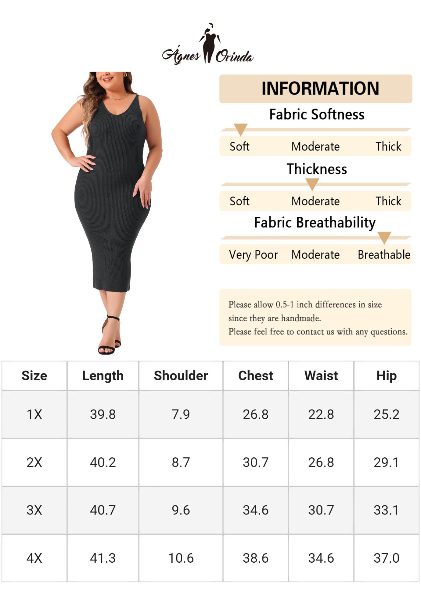 Sleeveless V Neck Ribbed Knit Bodycon Midi Sweater Cami Dress, Black / Black, alternate image number 4