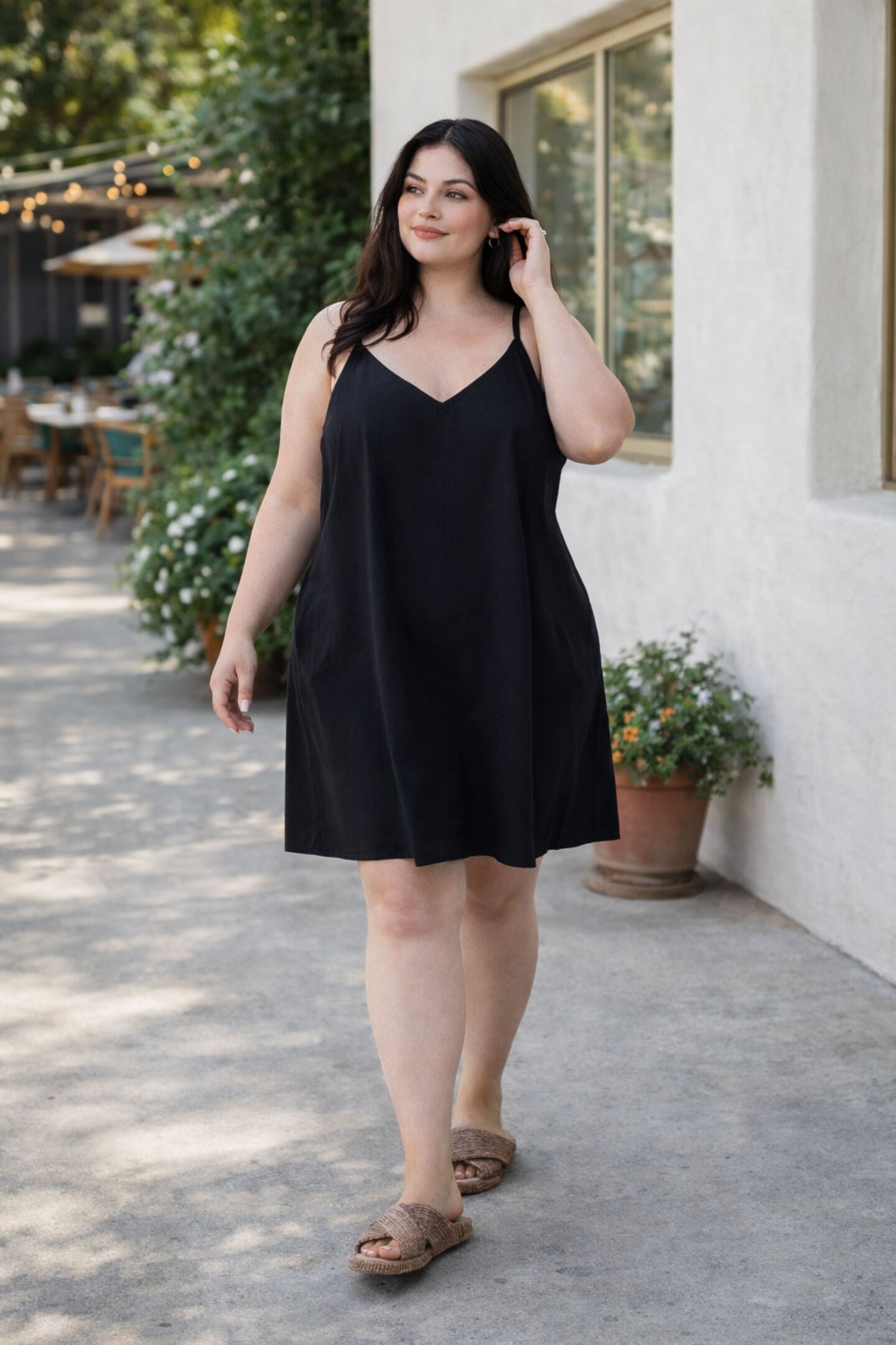 Short Tent Dress with back tie, Black / Black, alternate image number 4