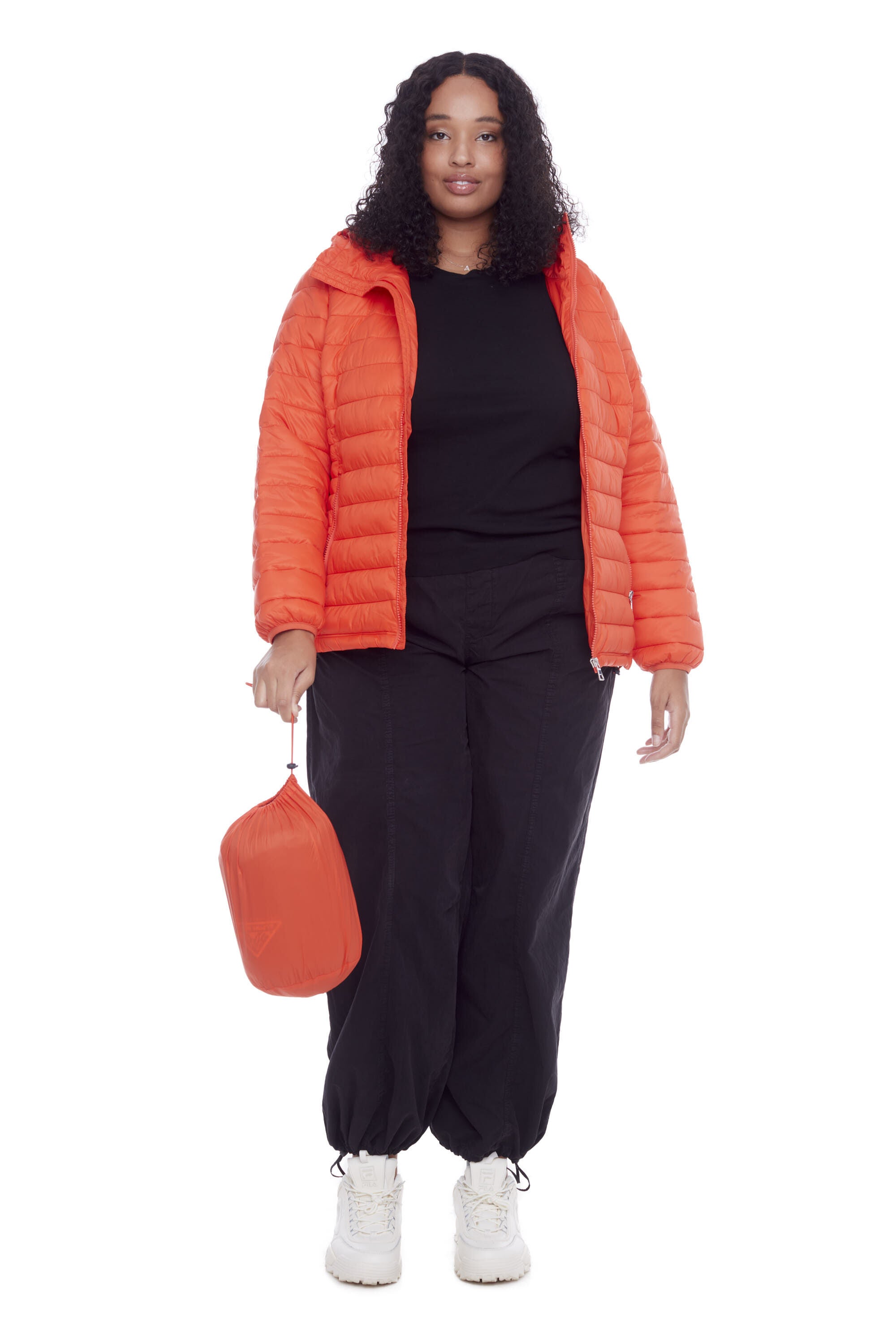 Women&#39;s Plus Size - YOHO | Vegan Down Lightweight Packable Puffer Jacket & Bag, Tangerine / Orange, alternate image number 1