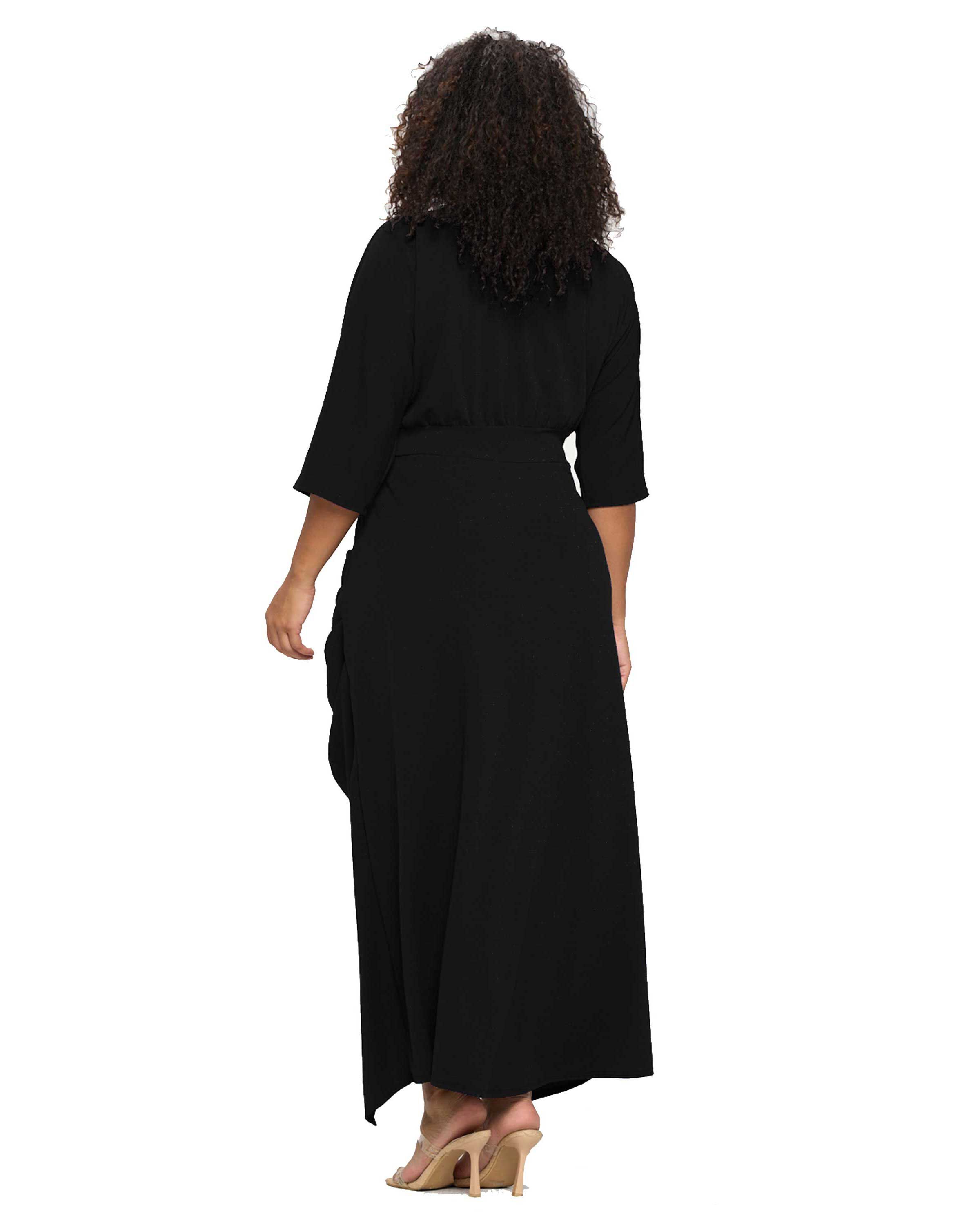 JULIETTE WRAP MAXI DRESS, Black / Black, alternate image number 1