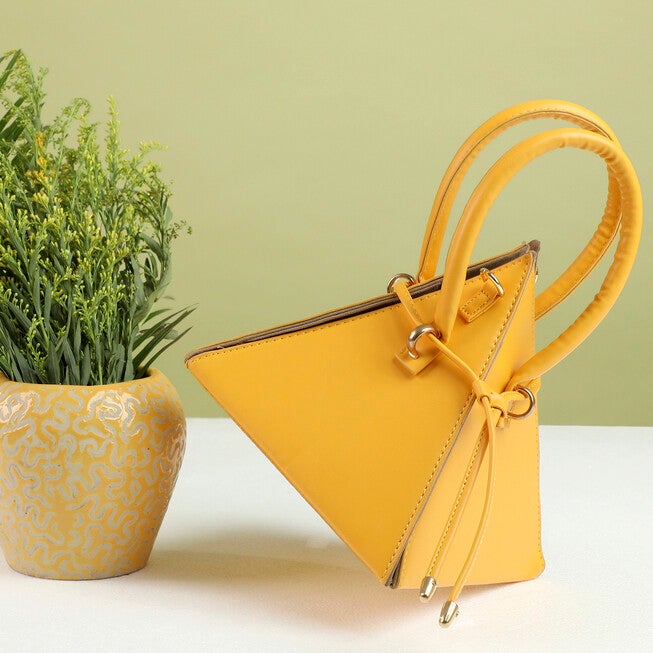 Haute Sauce Women's Pyramid Handbag, Yellow / Yellow, alternate image number null