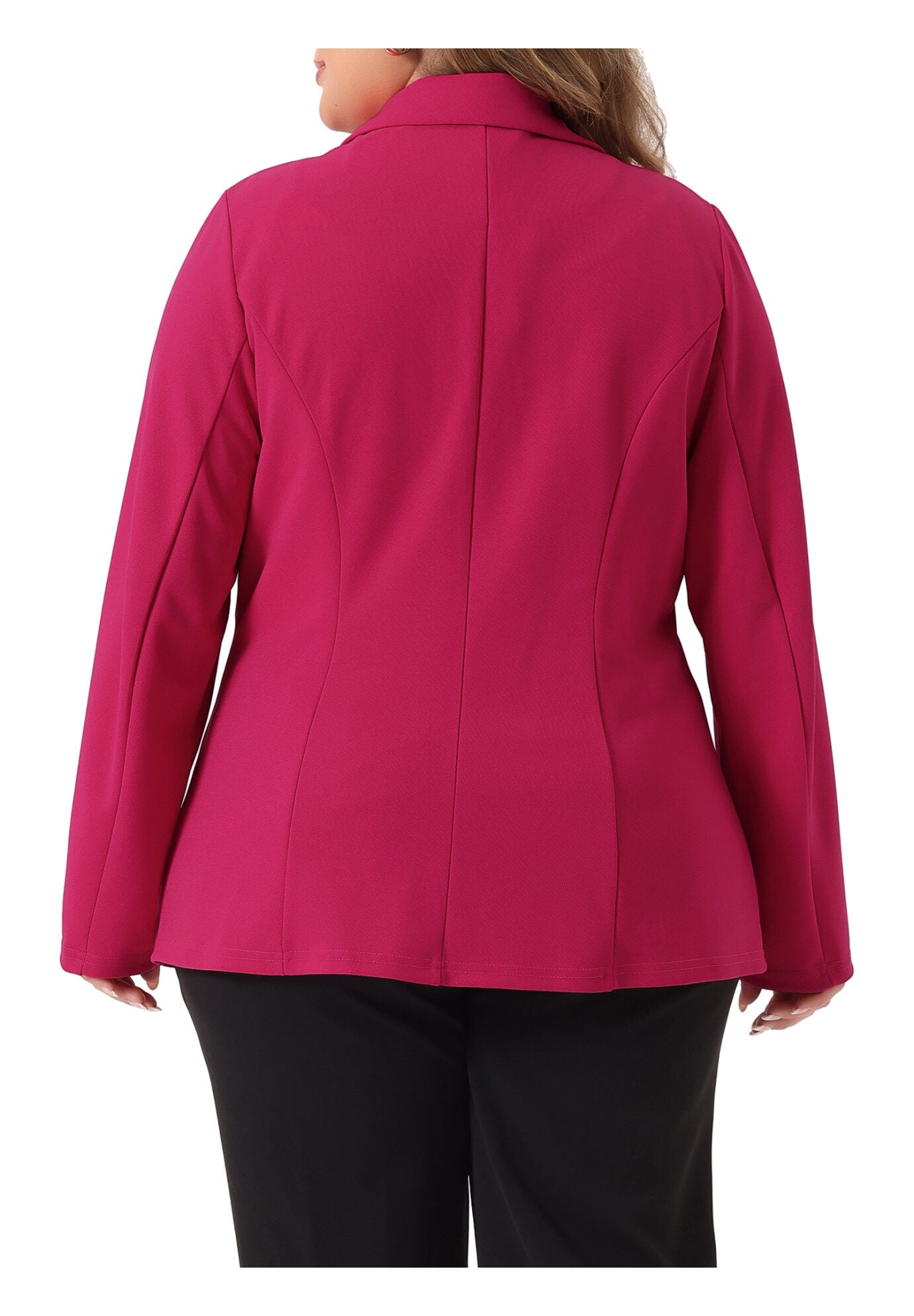 NOTCHED LAPEL V NECK WORK SUIT BLAZER, Hot Pink / Deep Fuchsia, alternate image number 3