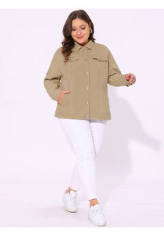 STITCHING BUTTON FRONT WASHED DENIM JACKET