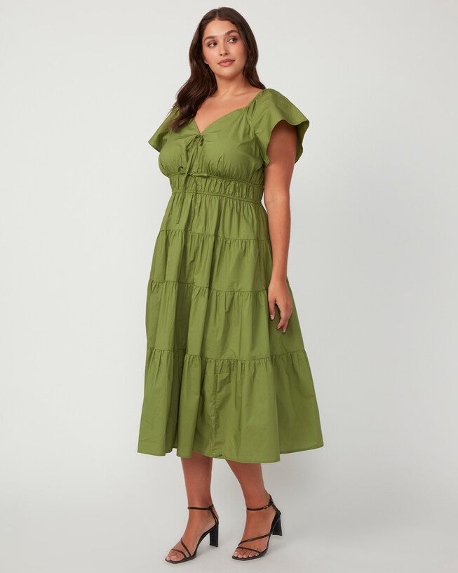 ANA MIDI DRESS, Kiwi / Forest Green, alternate image number null