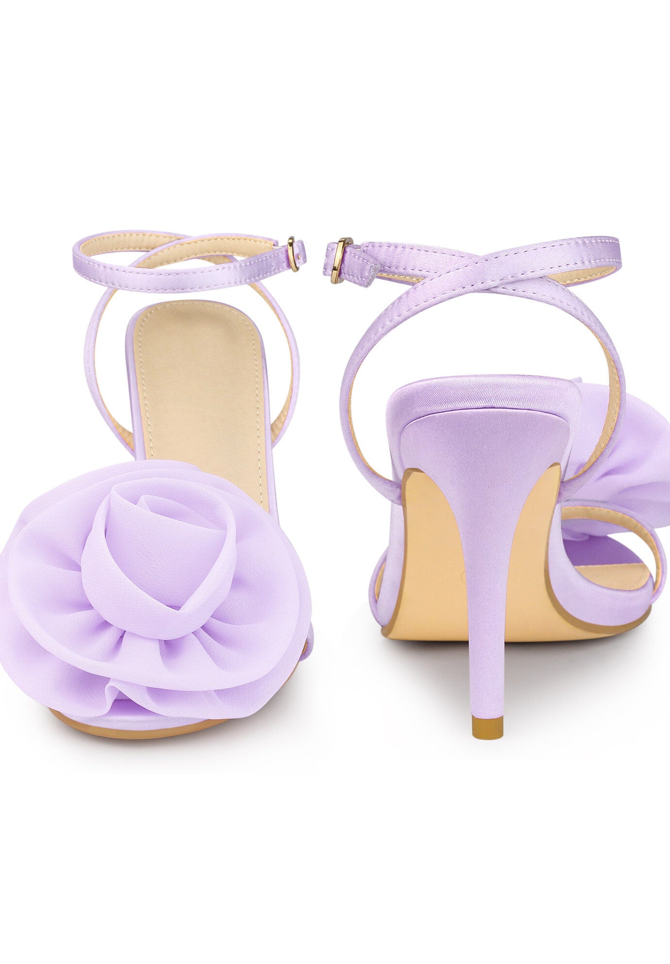 Flower Stiletto High Heels Sandals, Purple / Purple, alternate image number 1