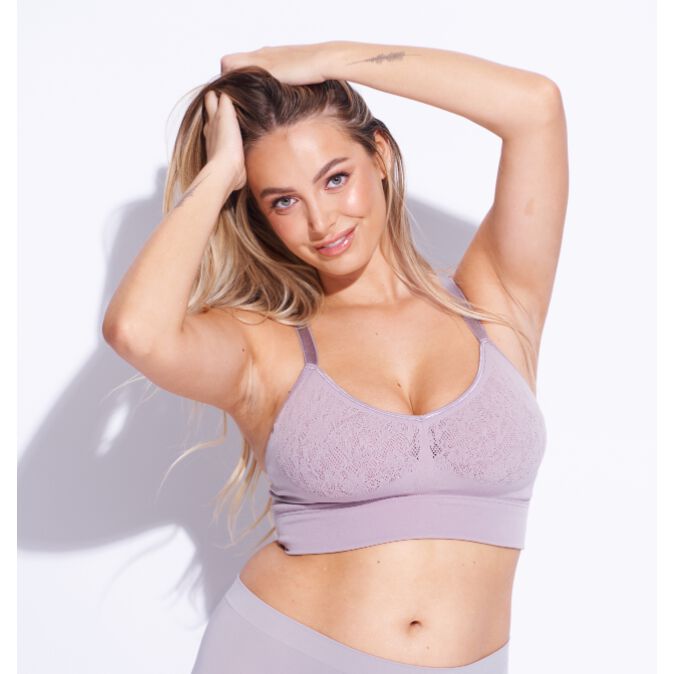 MID V LINED WIRE-FREE BRA, Champagne / Mauve, hi-res image number 0