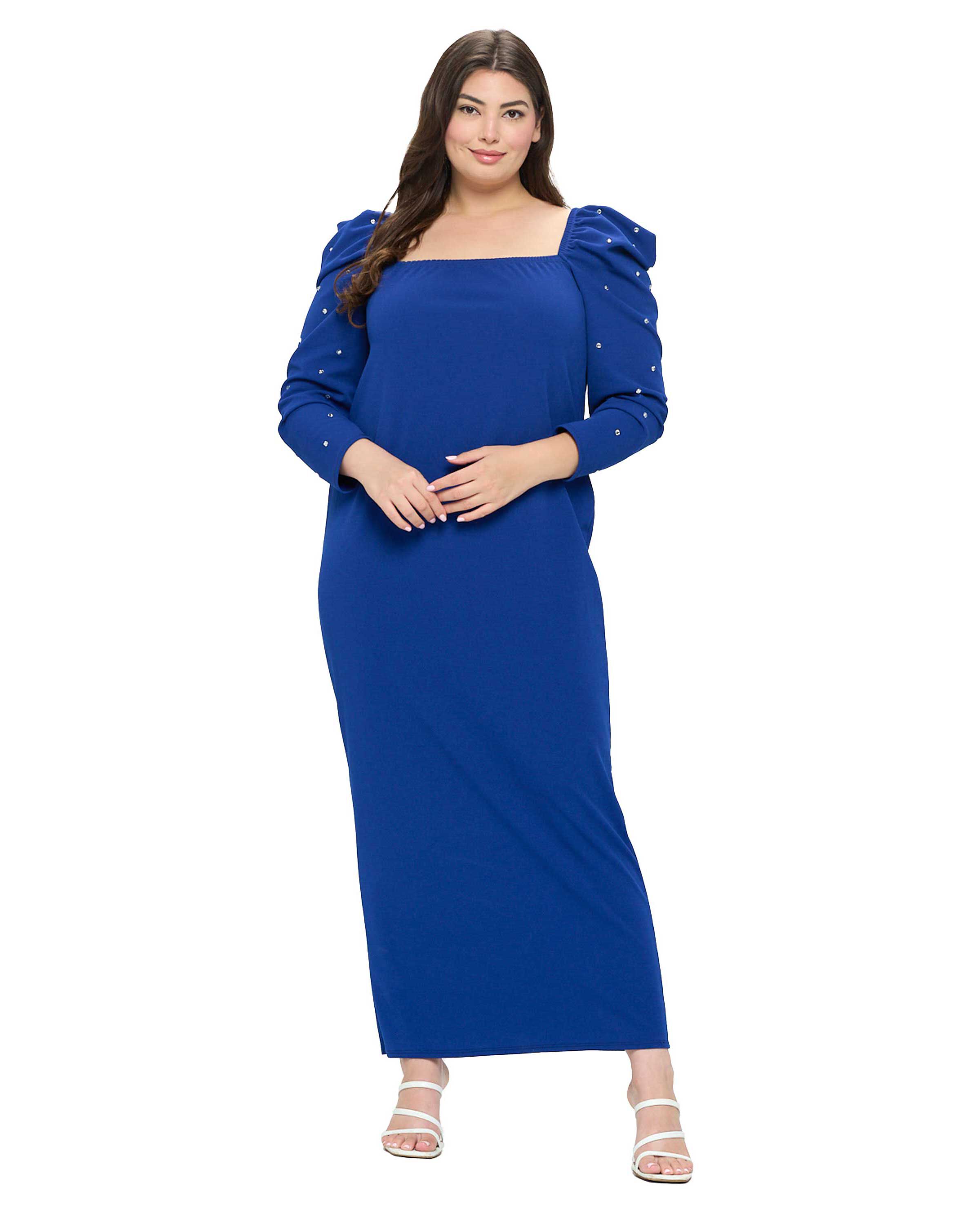 EVANGELINE RHINESTONE SLEEVE DRESS, Royal / Cobalt, hi-res image number 0