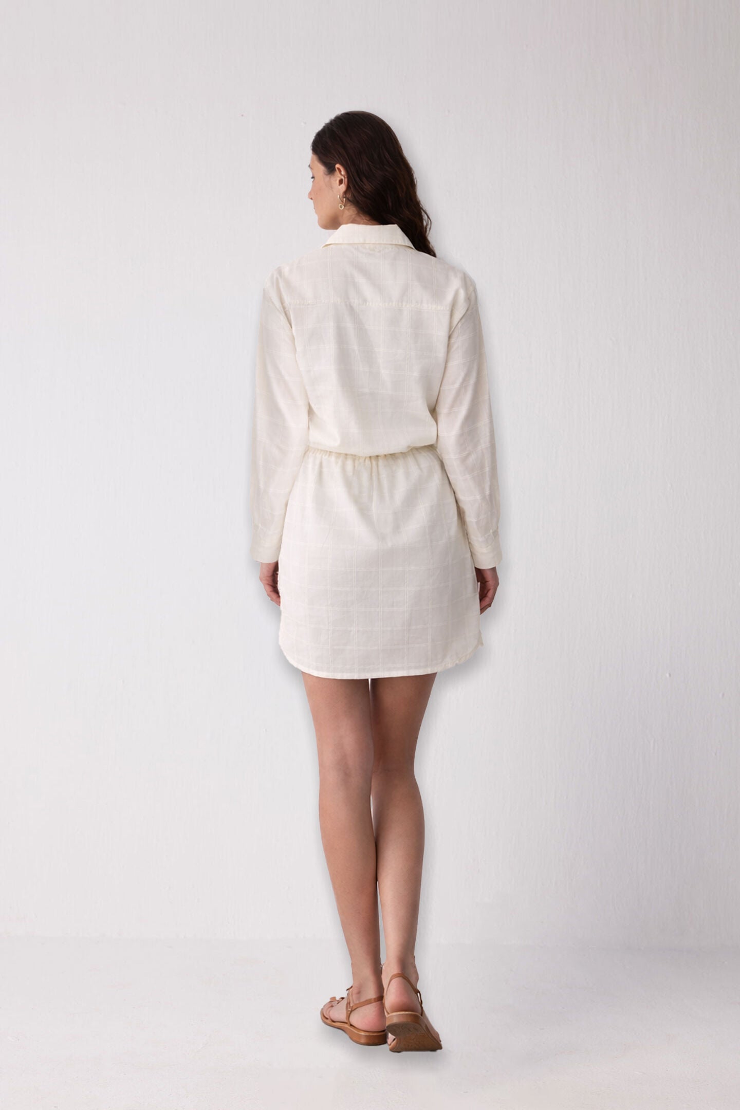 Meet me by the Cliff Dress in Off-White, Textured Checks / Cream, alternate image number 1