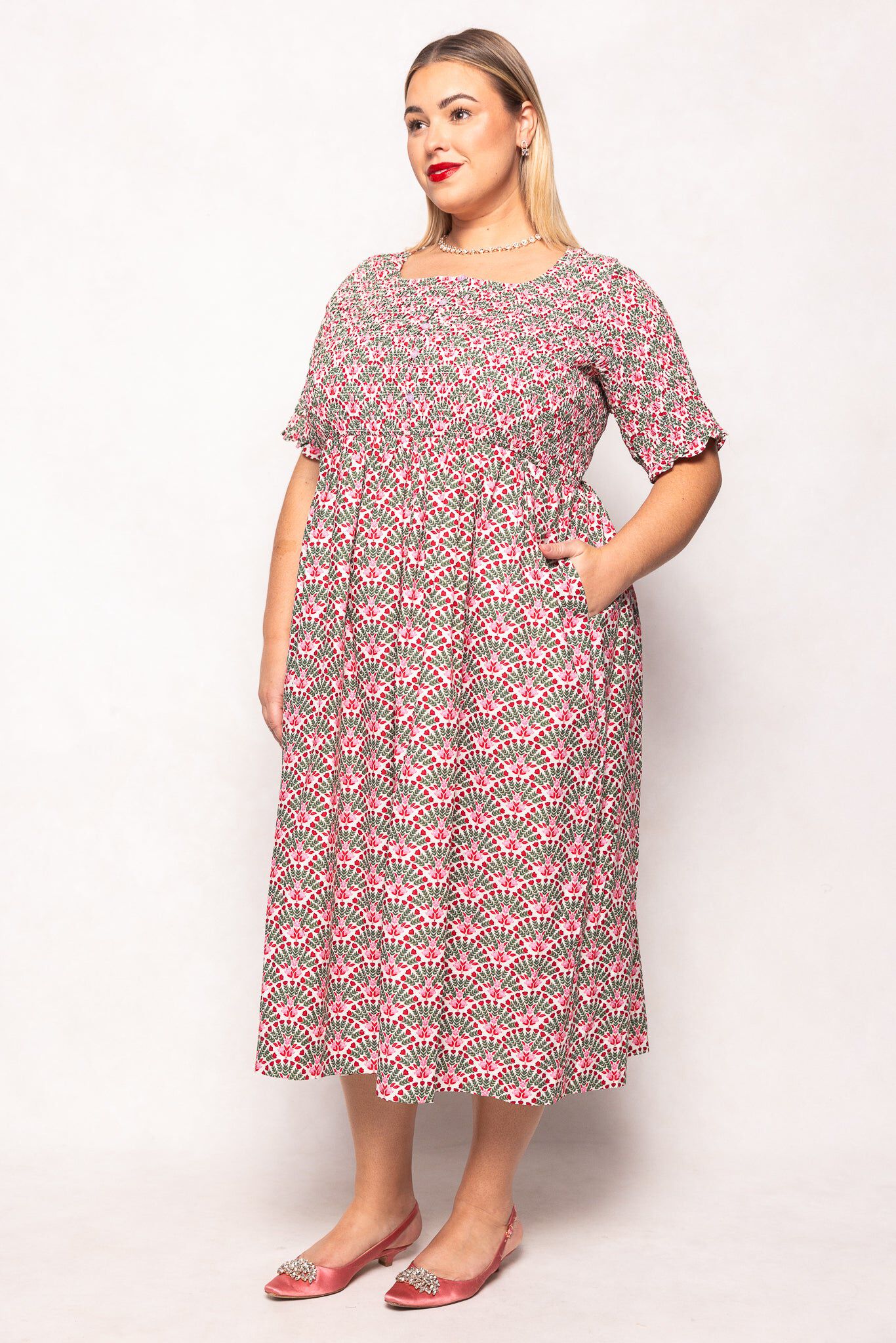 Parker Dress, Floral Fan / White, alternate image number 1