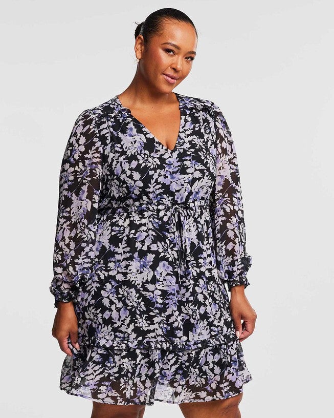 Wild Orchid Long Sleeved Floral Dress, Print / Purple, alternate image number null