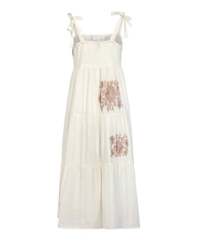 SHAY DOUBLE COTTON GAUZE DRESS IN IVORY WITH TAN ROSES, , alternate image number 9