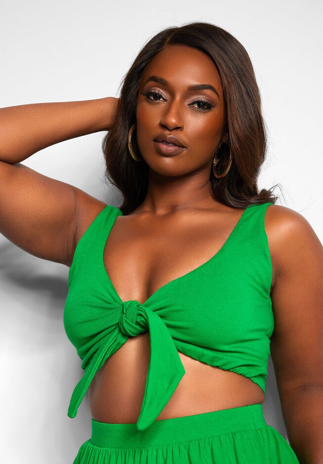 Love Story Crop Top & Maxi Skater Skirt Set, Green / Kelly Green, alternate image number 2