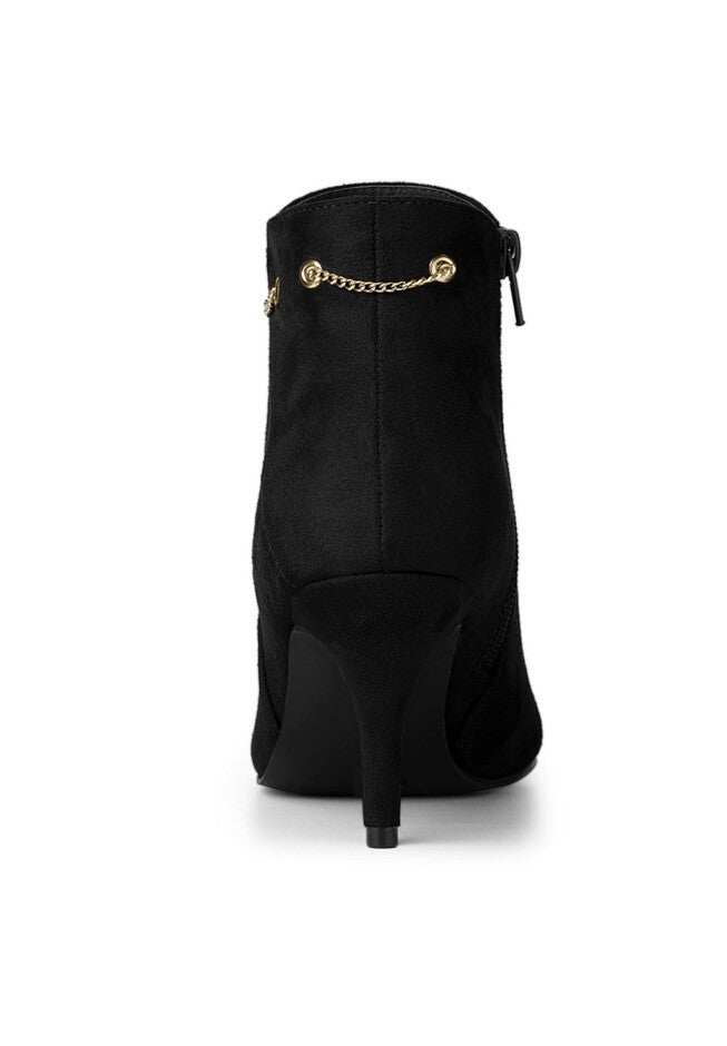 POINTED TOE ZIP STILETTO HEEL BOOTIES, Black / Black, alternate image number null