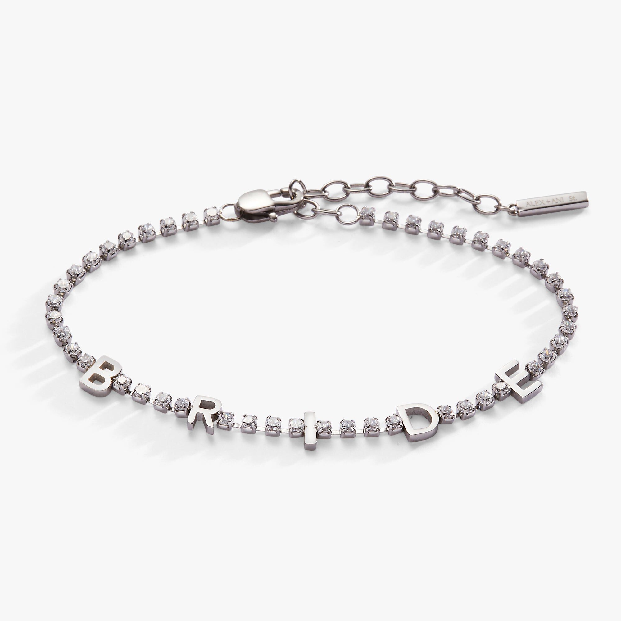"Bride" Crystal Tennis Bracelet, Silver / Silver, hi-res image number 0