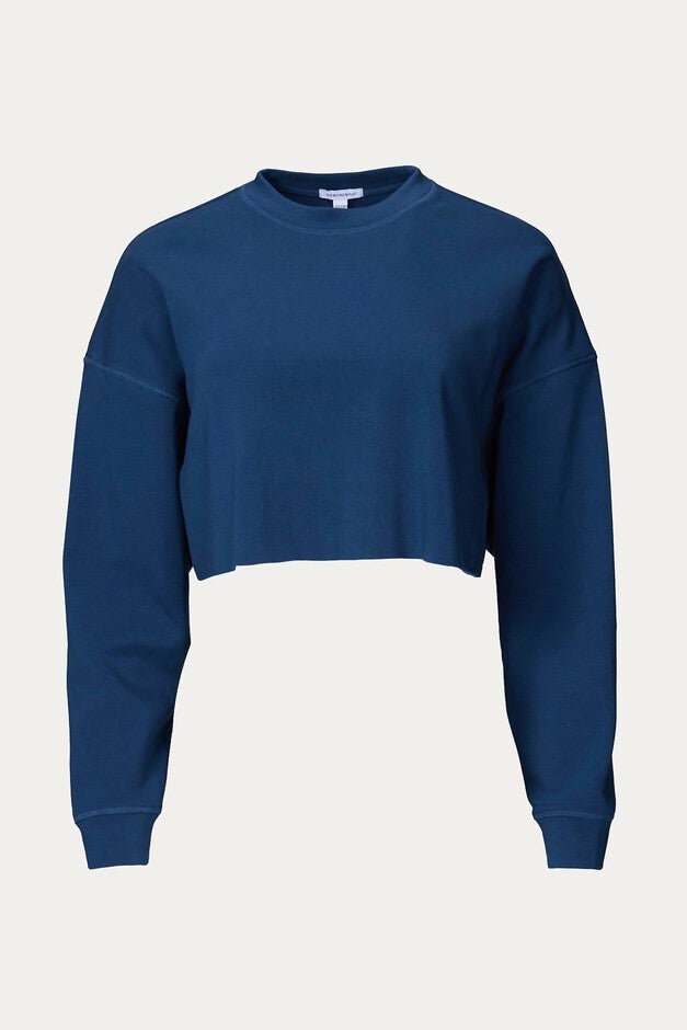 CROPPED SWEATSHIRT IN PALE NAVY, , alternate image number null
