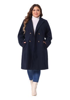 NOTCHED LAPEL WINTER WARM DOUBLE BREASTED LONG COAT