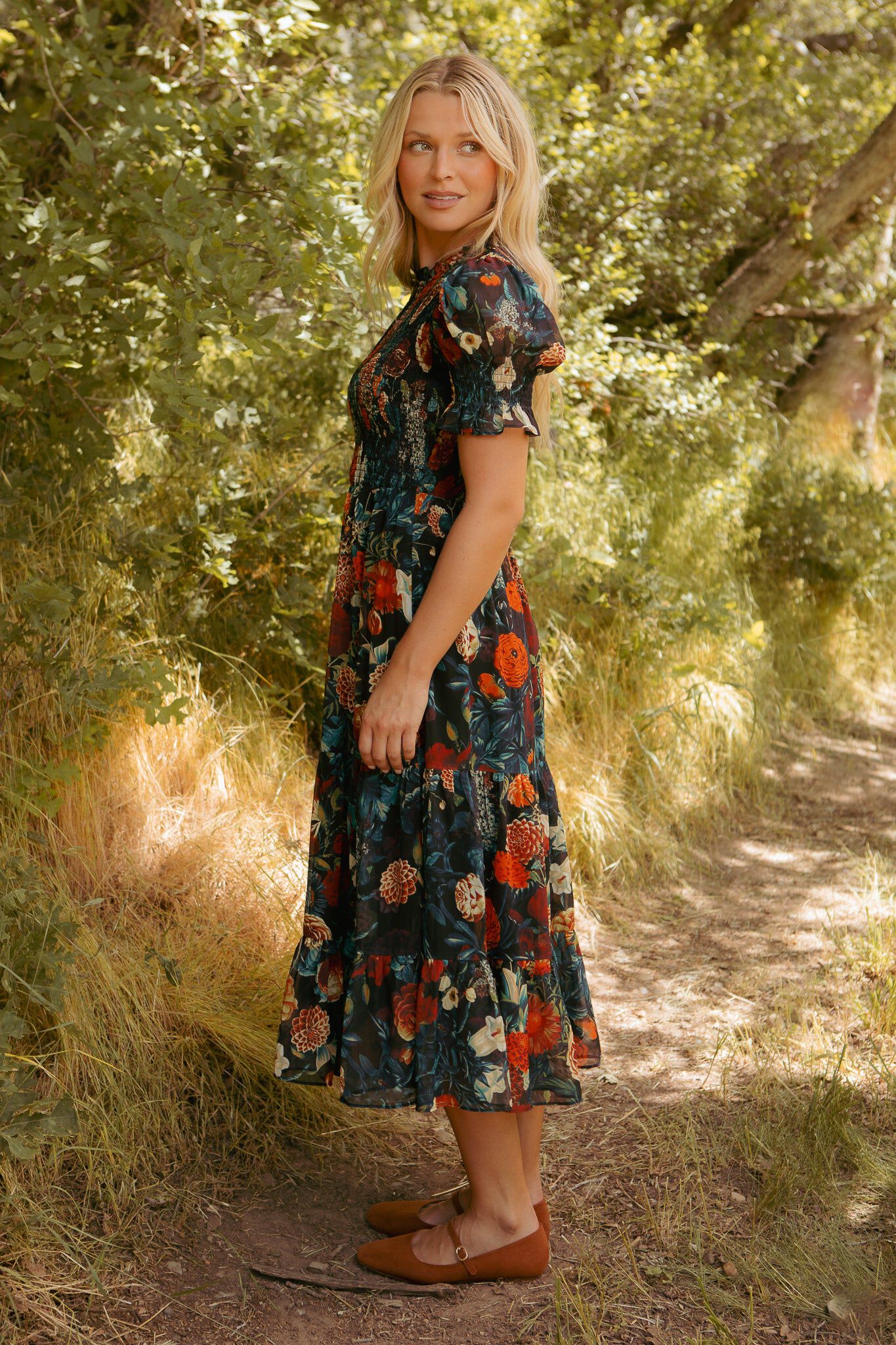 Cordelia Dress, Moody Floral / Black, alternate image number 2
