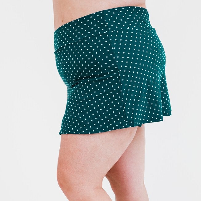 Short Swim Skort With Shorts, Dark Jade Small Dots / Forest Green, alternate image number null