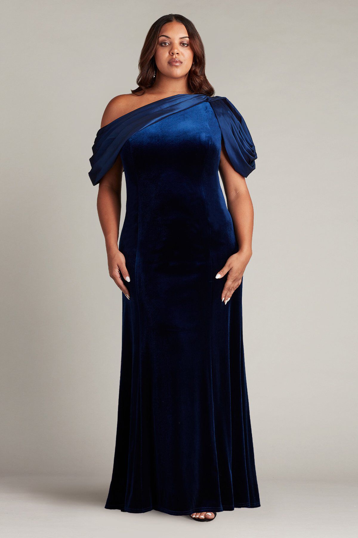 Copley Shoulder Drape Velvet Gown - PLUS SIZE, NAVY / see-description, alternate image number 2
