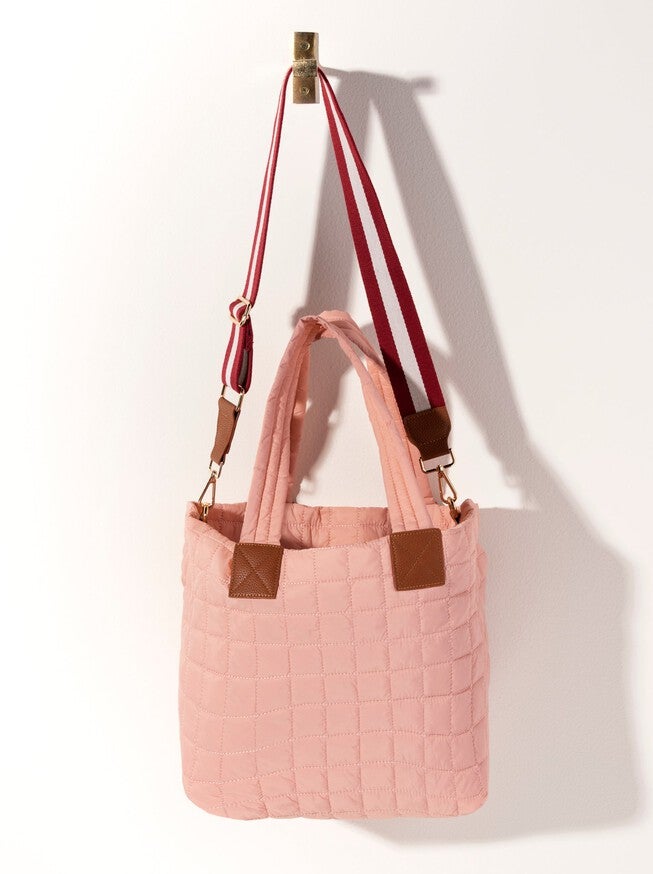 Ezra Quilted Nylon Tote, Blush / Peach, hi-res image number 0