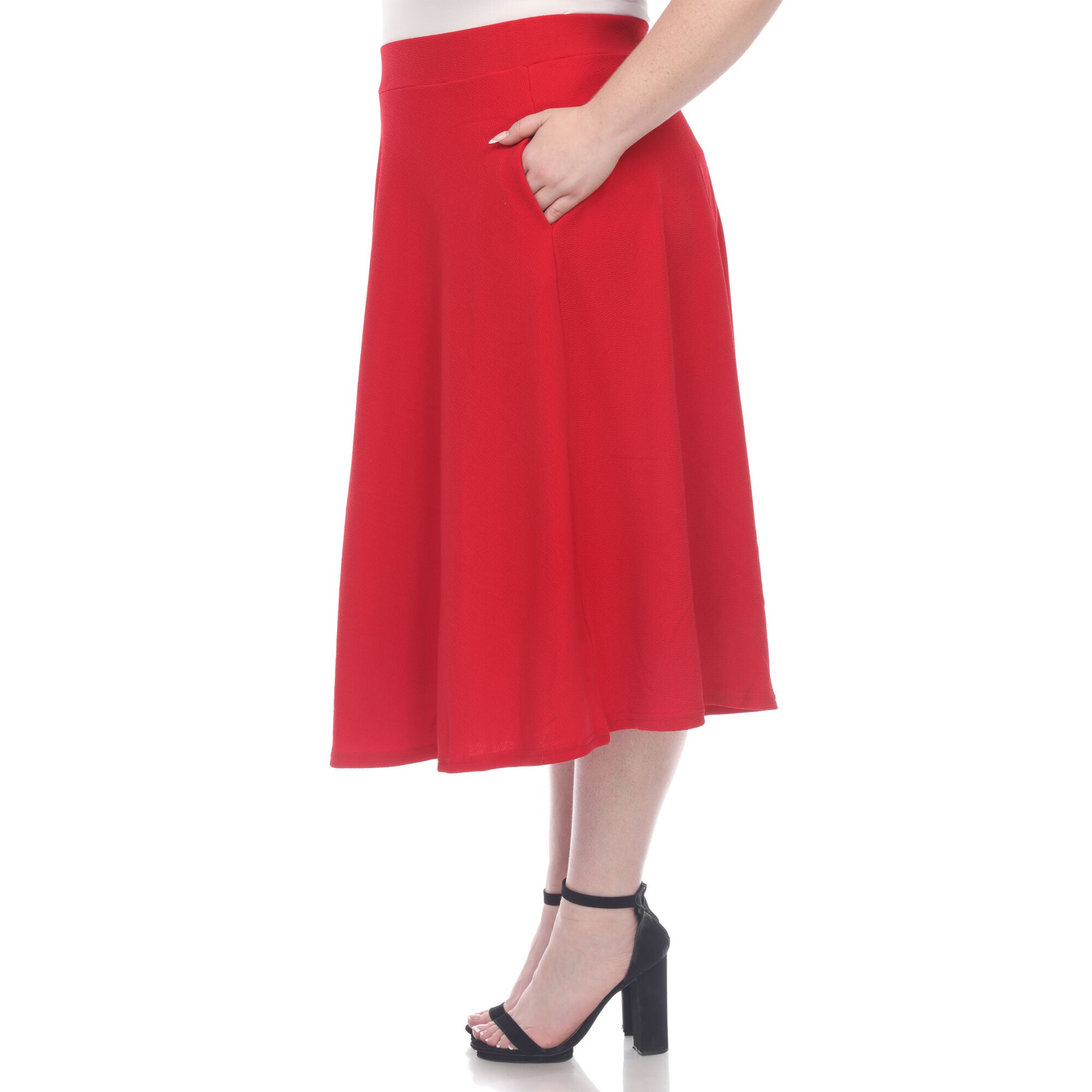 Tasmin Flare Midi Skirt, Red / Red, alternate image number 3