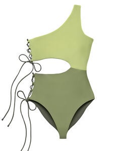Two Tone Lace-Up Swimsuit