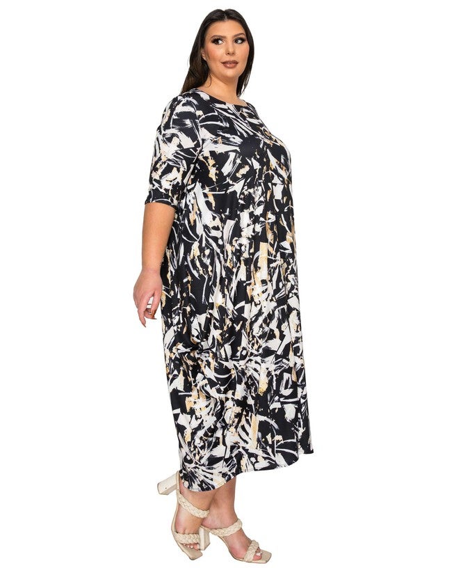 Brielle Bubble Hem Pocket Dress, Black Taupe / Black, alternate image number 1