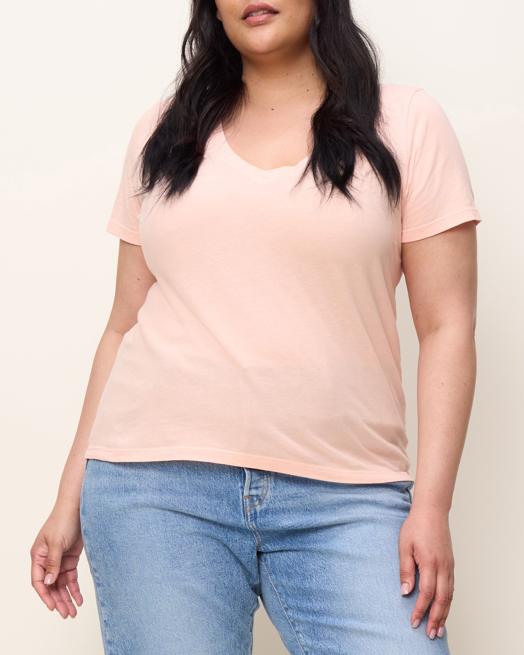 The V Neck Tee, Peach / Peach, hi-res image number 0