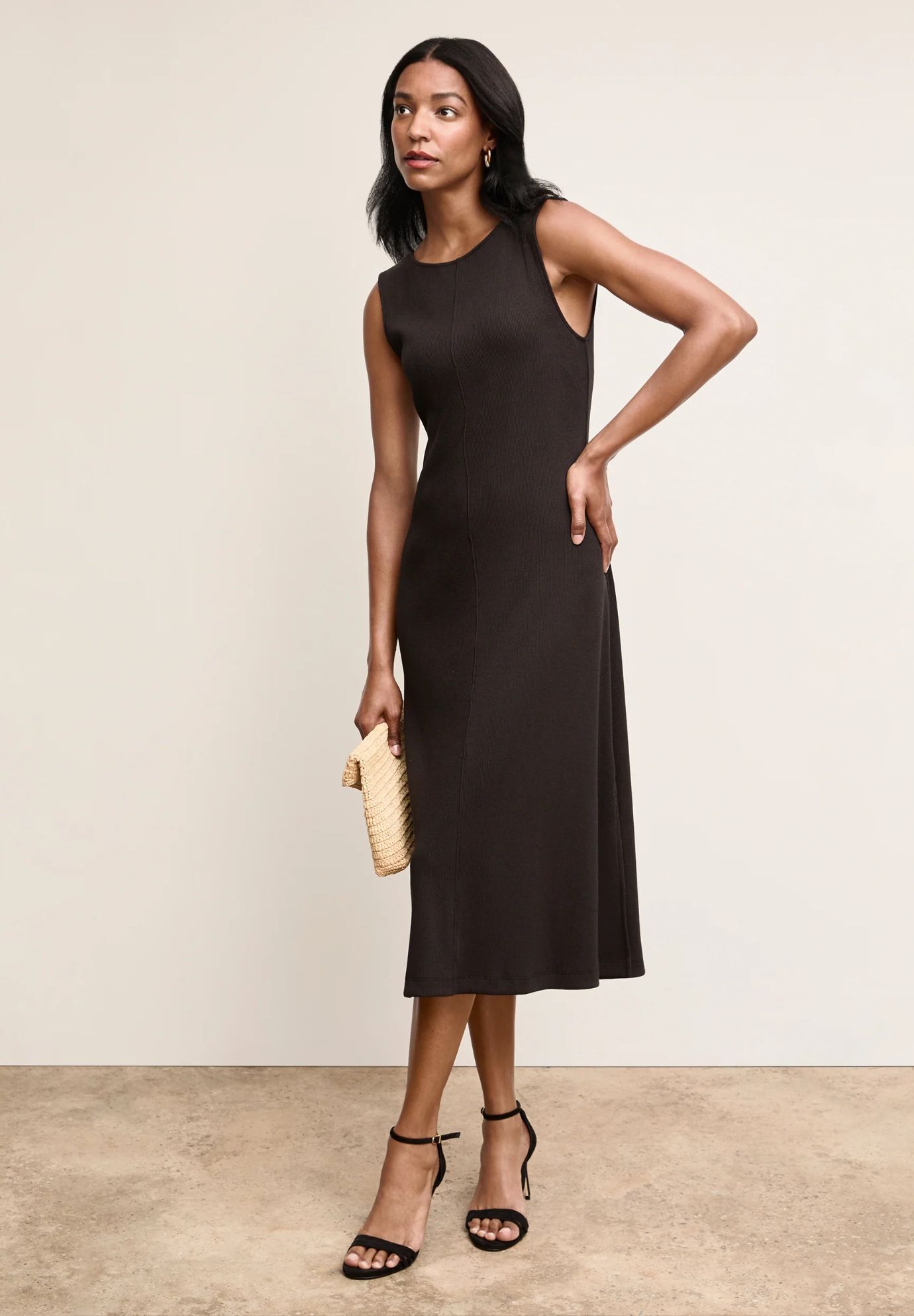 Milano Drape Dress - Plush Pima, Black / Black, alternate image number 2