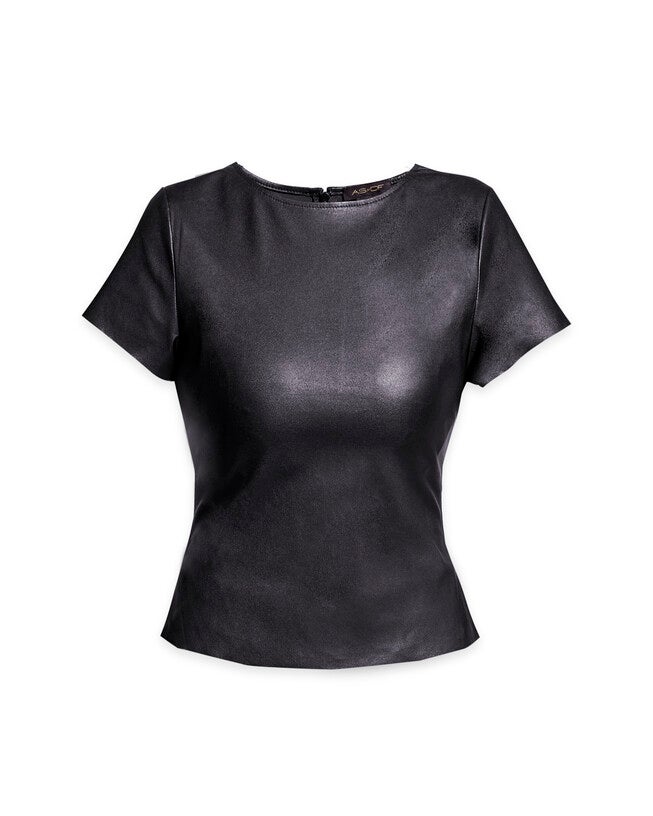 Brando Stretch Leather Tee, Black / Black, hi-res image number 0