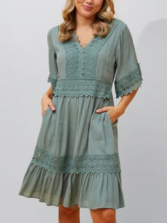 Paloma Short Dress Embroidered Details Solid