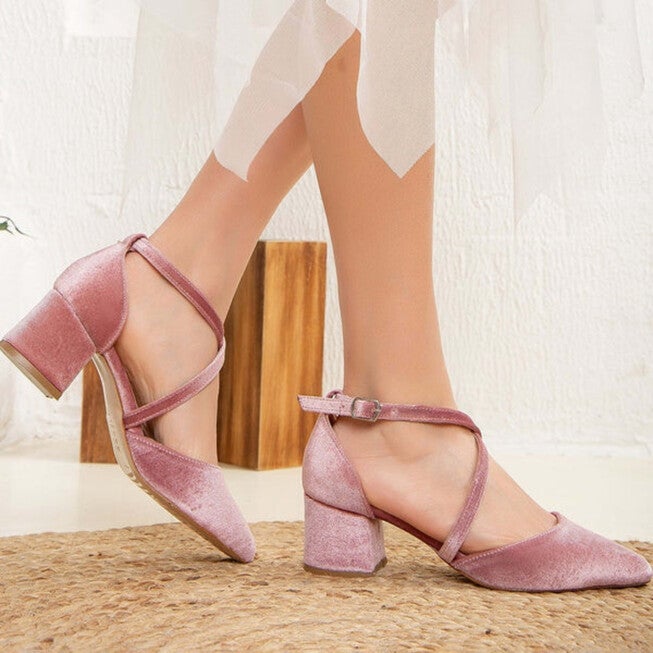 DOLLY - ROSE VELVET HEELS, ROSE / Pink, alternate image number 2