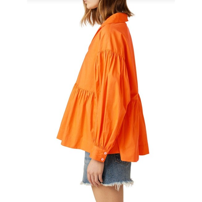 EMPIRE LONG SLEEVE POPLIN POET TOP IN SUN ORANGE, , alternate image number null