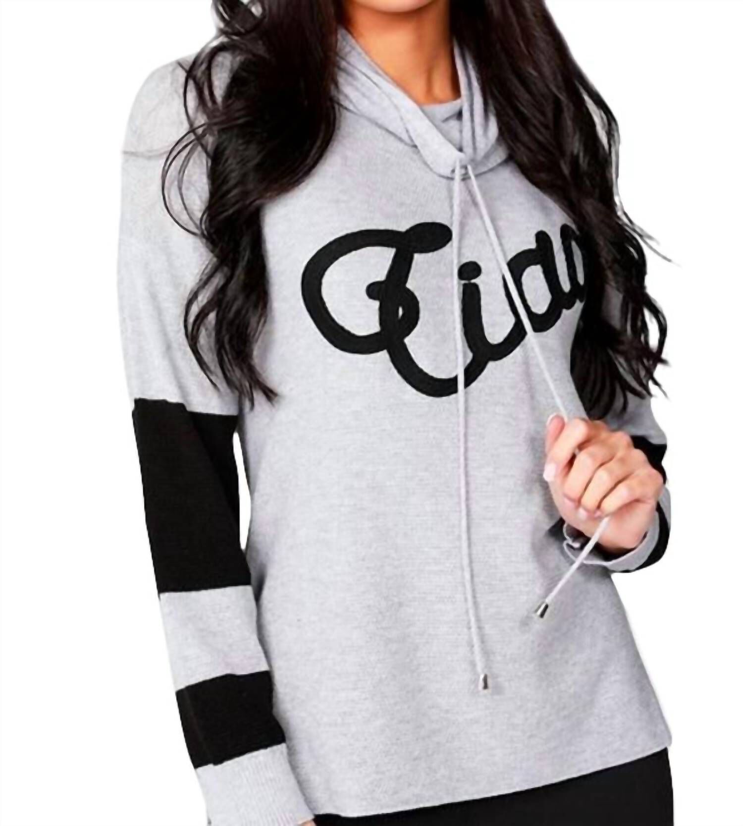 CIAO CREW NECK SWEATER IN GRAY/BLACK, GrayBlack / Black, hi-res image number 0