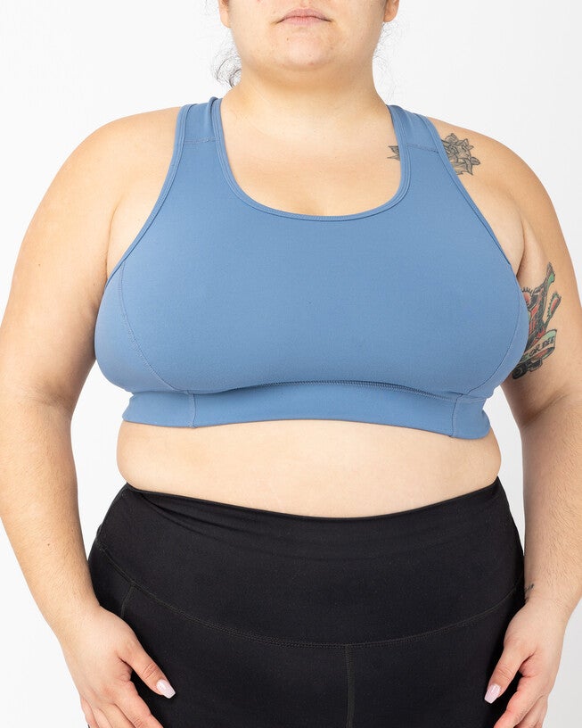 Racerback Sports Bra, Moonlight Blue / Dusty Blue, alternate image number 2