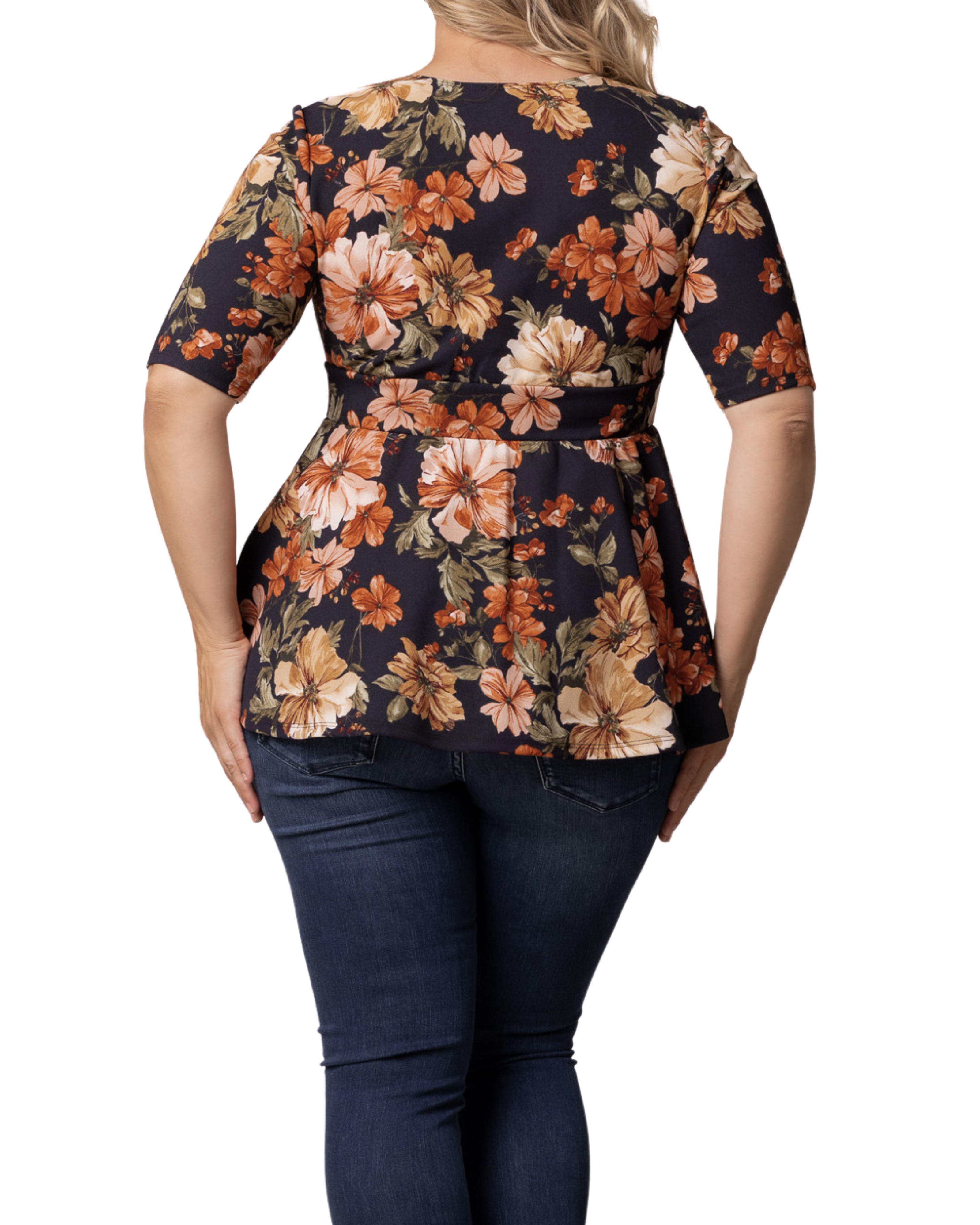 Posh Peplum Top, AUTUMN GARDEN / Orange, alternate image number 1