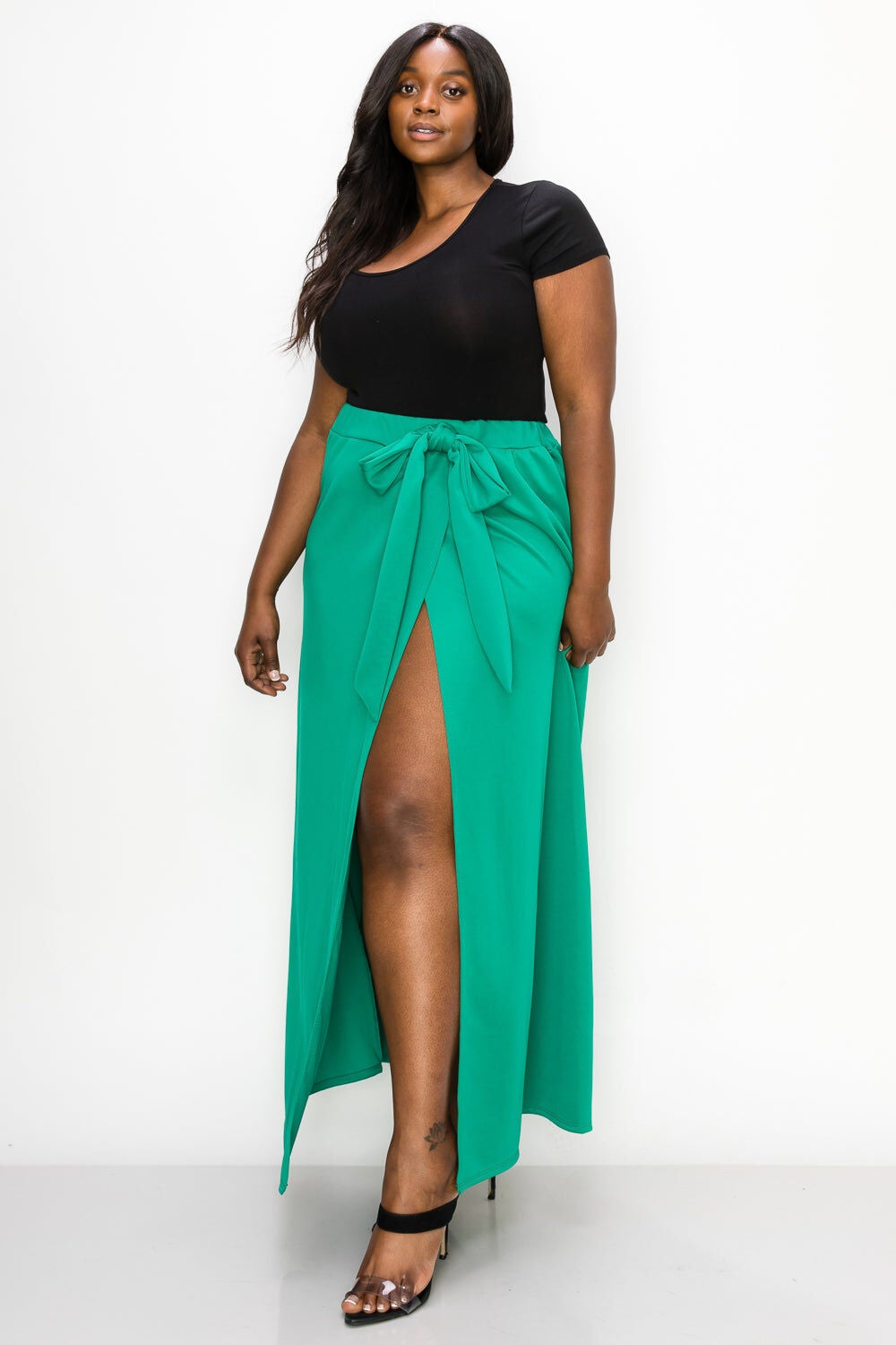 KELSEY WRAP MAXI SKIRT, Emerald / Forest Green, alternate image number 2