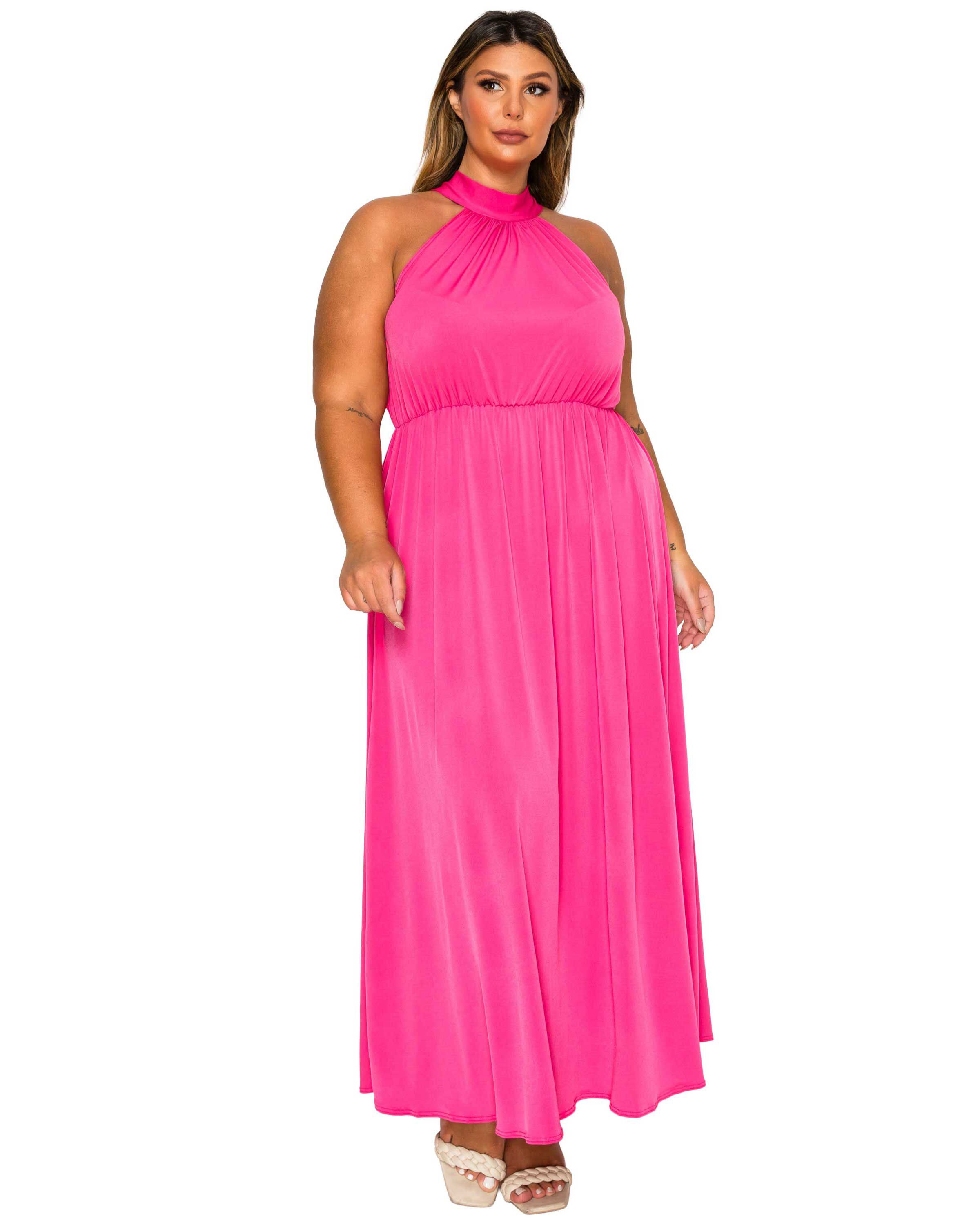 Cassia Halter Neck Dress, Fuchsia / Pink, hi-res image number 0