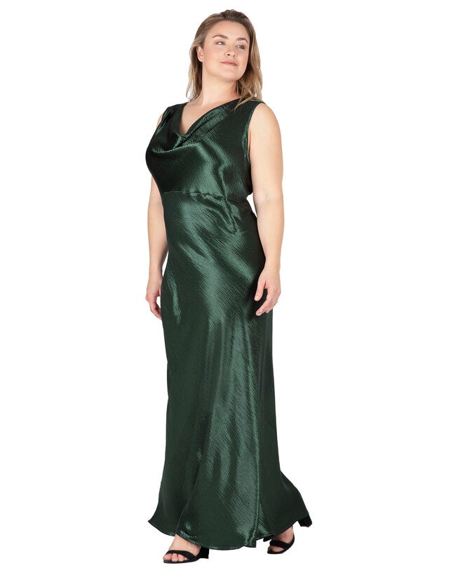 Genesis Women's Plus Size Cowl Neck A-line Sleeveless Maxi Dress, , alternate image number 7