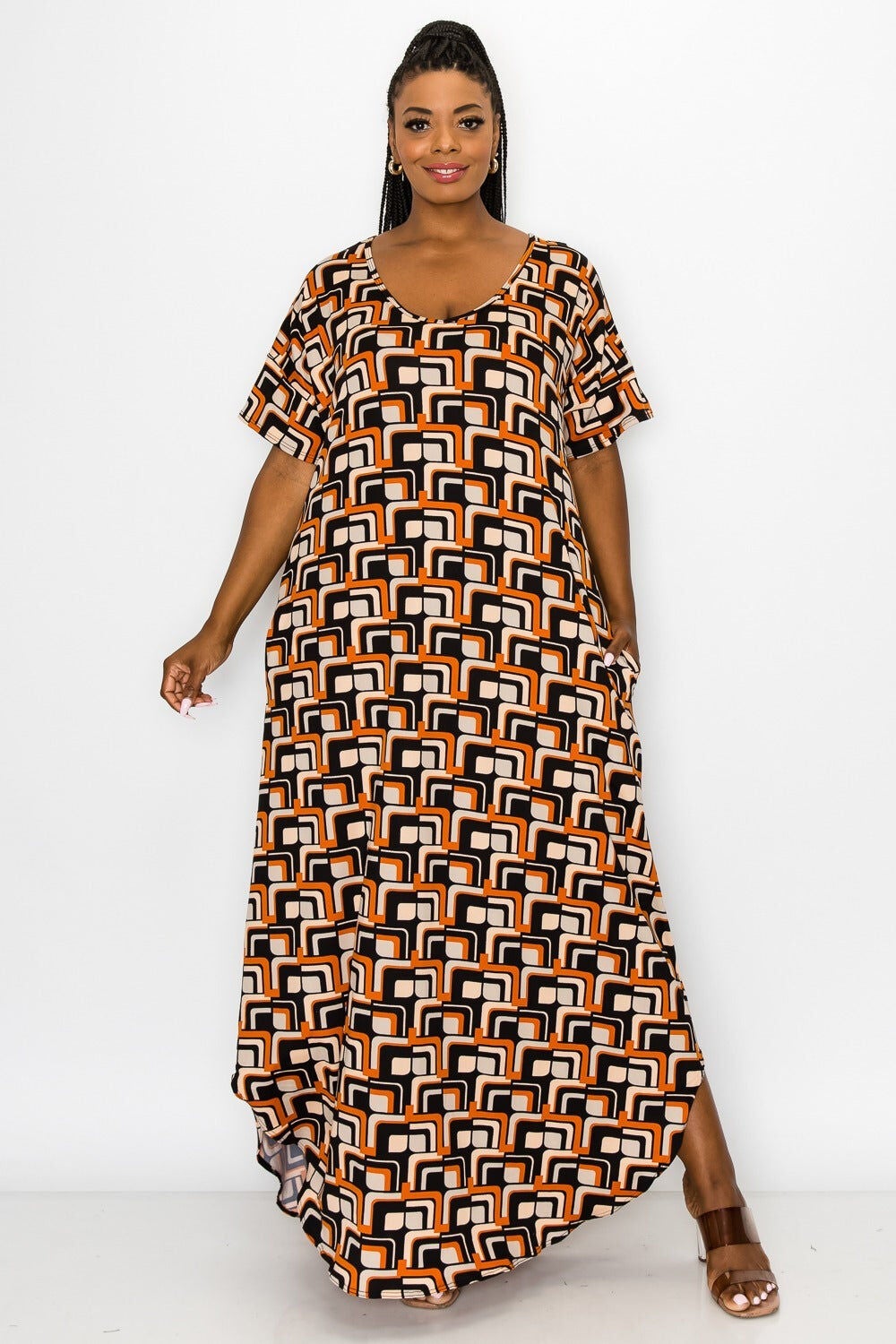 HAZEL POCKET MAXI DRESS, BlackRust / Black, hi-res image number 0